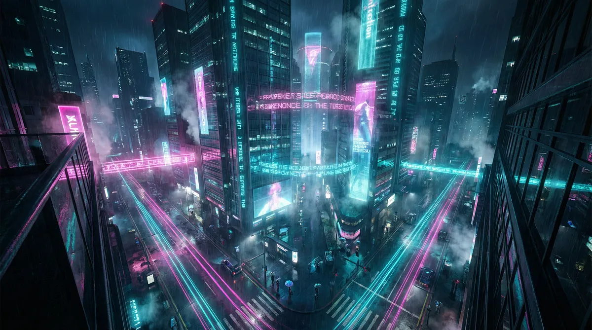 绿巨人.APK.1.RENAME 竖屏短剧平台首页背景 - 赛博朋克都市夜景